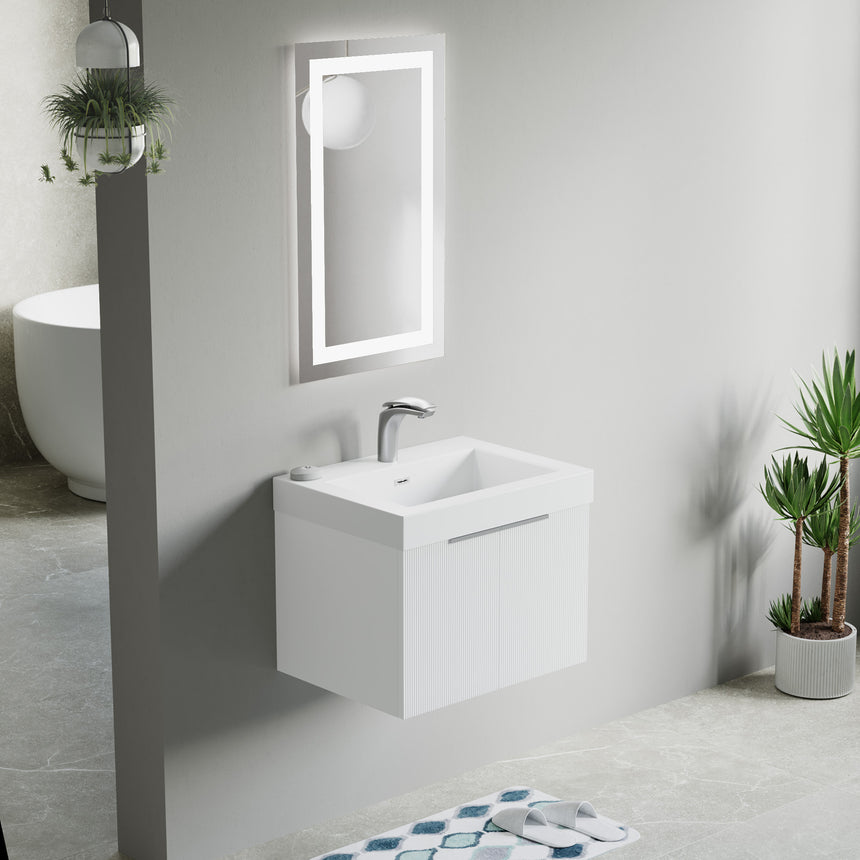 48 inch Bellezza Floating Vanity Oak Vessel