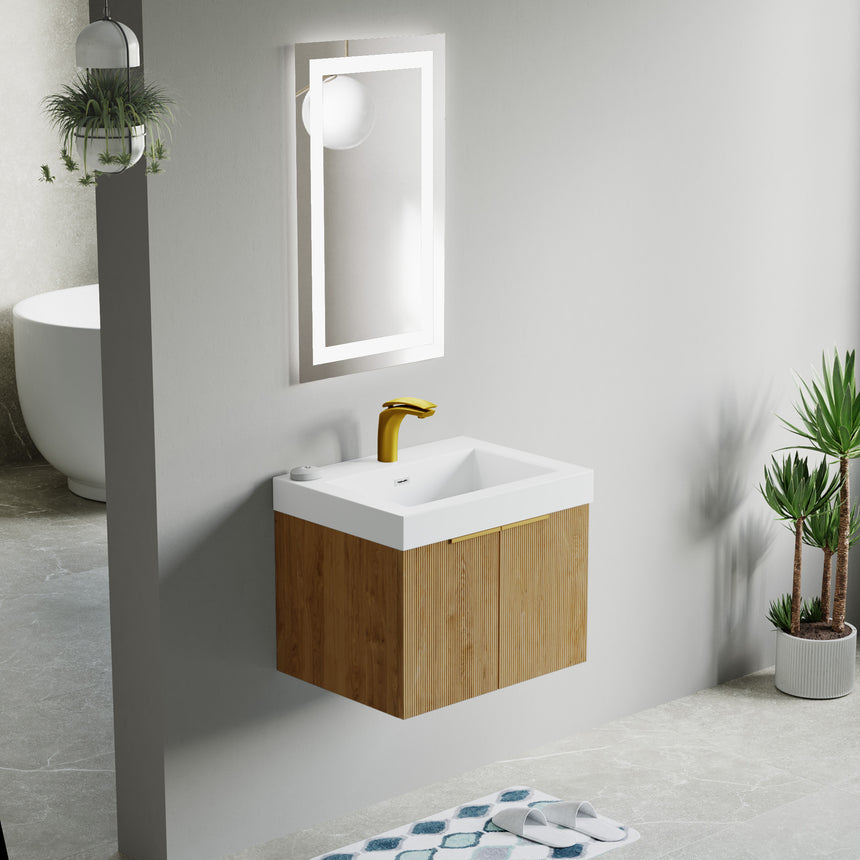 48 inch Bellezza Floating Vanity Oak Vessel