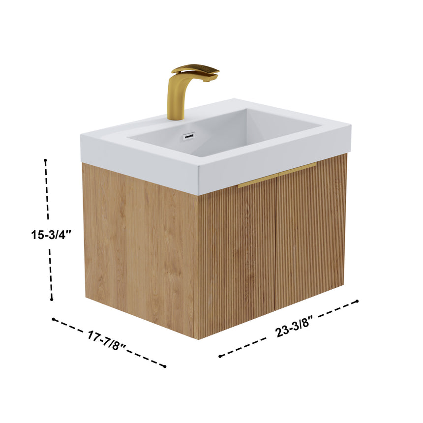 48 inch Bellezza Floating Vanity Oak Vessel