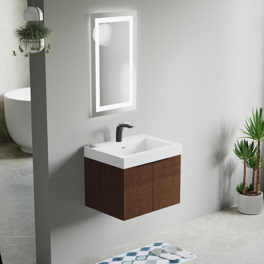 48 inch Bellezza Floating Vanity Oak Vessel
