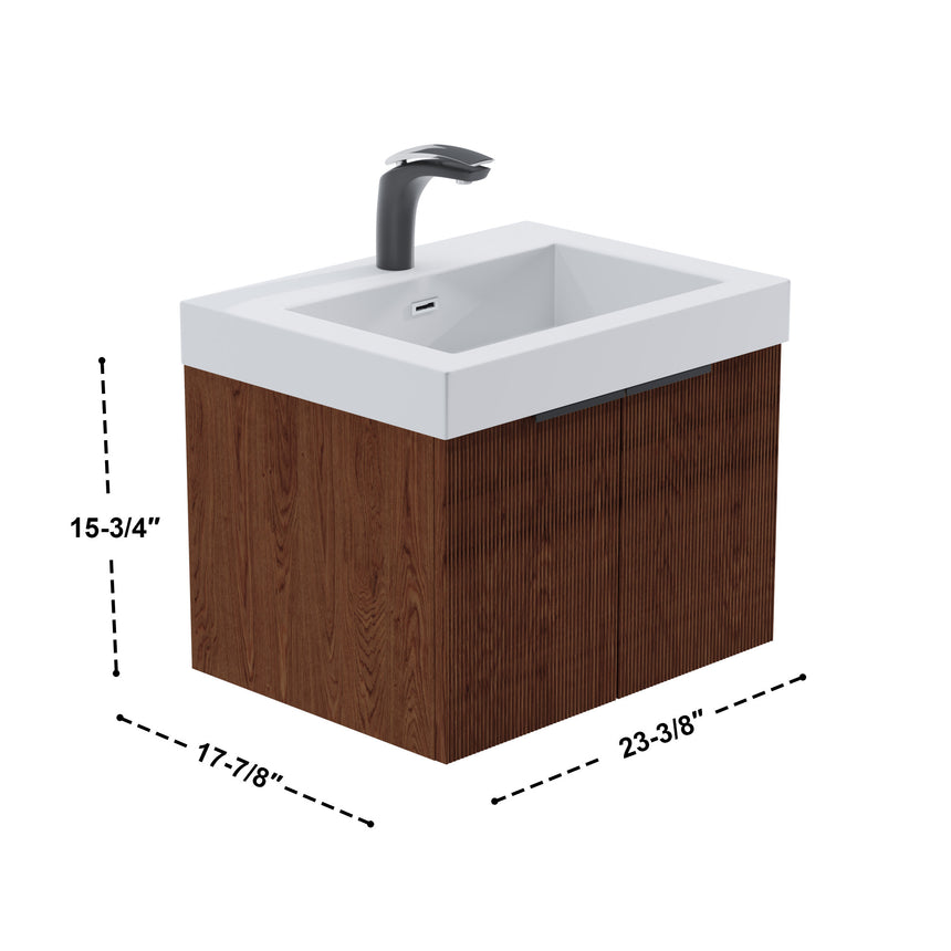 48 inch Bellezza Floating Vanity Oak Vessel
