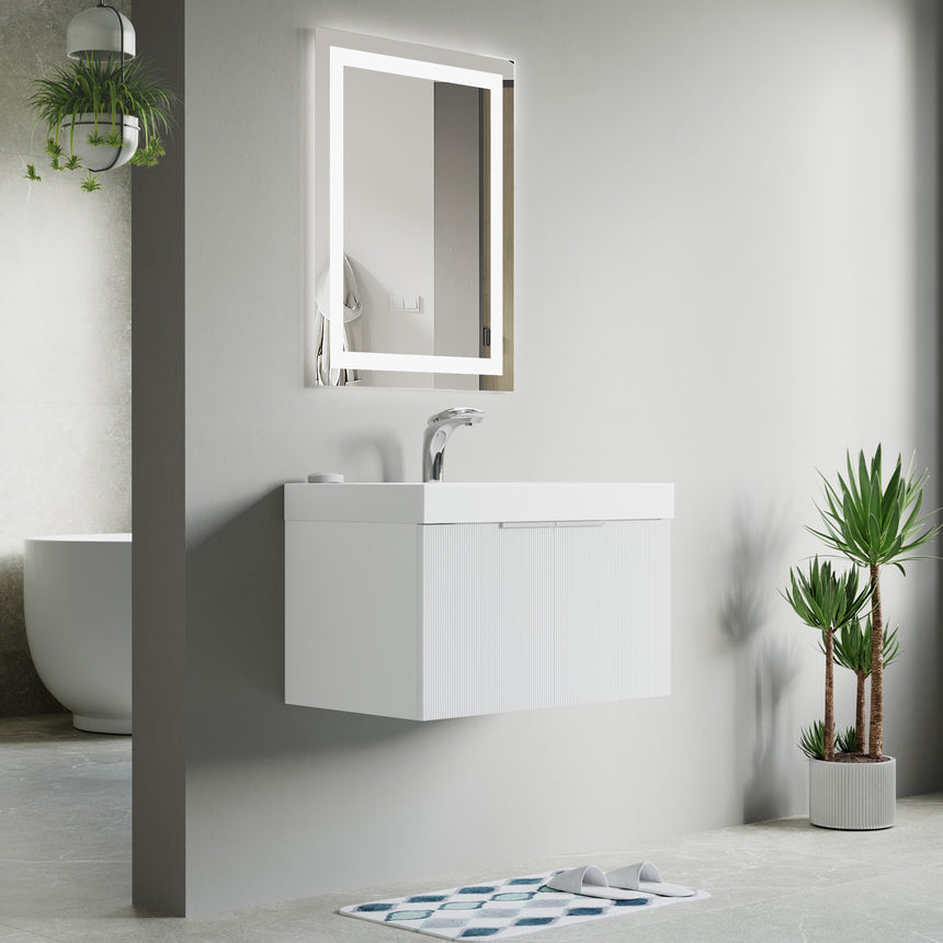 48 inch Bellezza Floating Vanity Oak Vessel