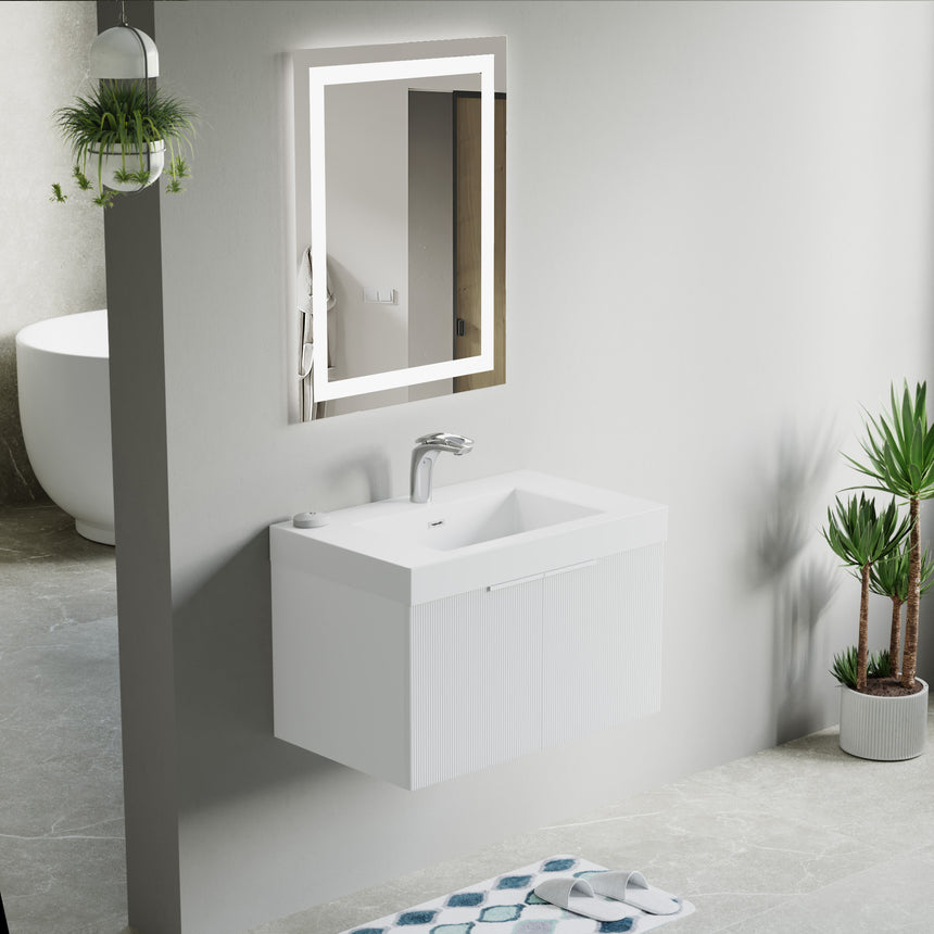 48 inch Bellezza Floating Vanity Oak Vessel