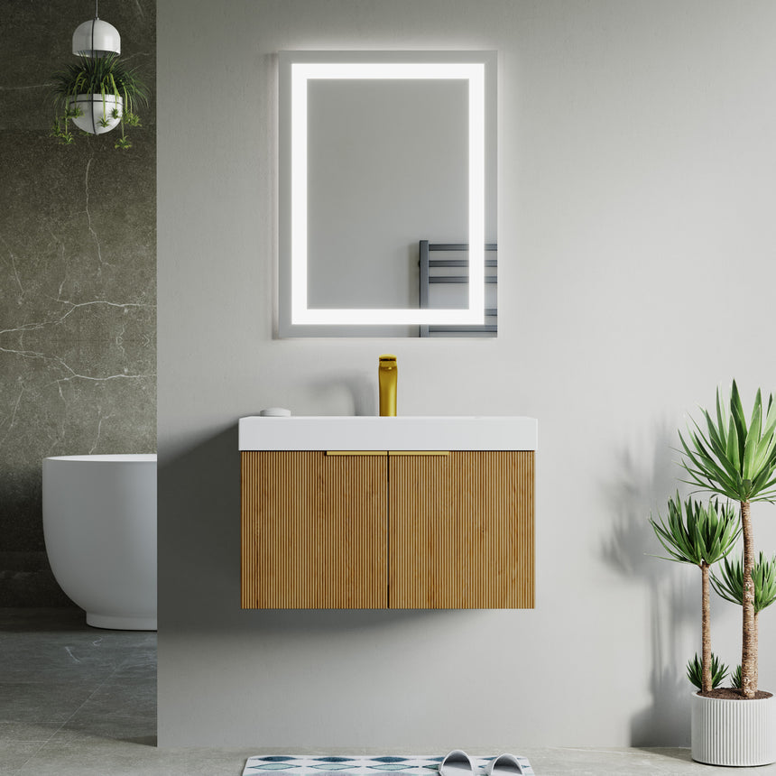 48 inch Bellezza Floating Vanity Oak Vessel