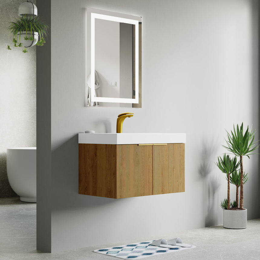 48 inch Bellezza Floating Vanity Oak Vessel