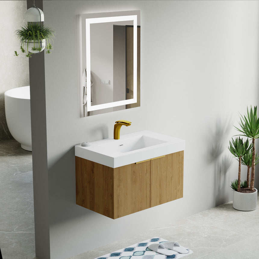 48 inch Bellezza Floating Vanity Oak Vessel