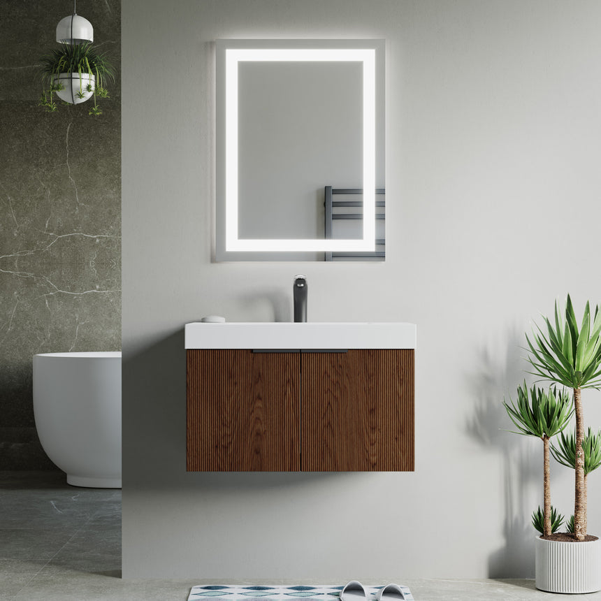 48 inch Bellezza Floating Vanity Oak Vessel