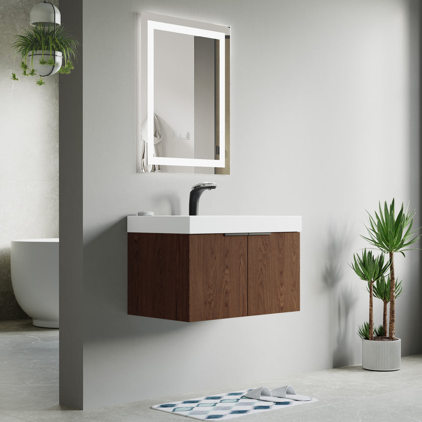48 inch Bellezza Floating Vanity Oak Vessel