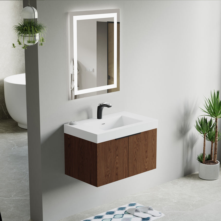 48 inch Bellezza Floating Vanity Oak Vessel