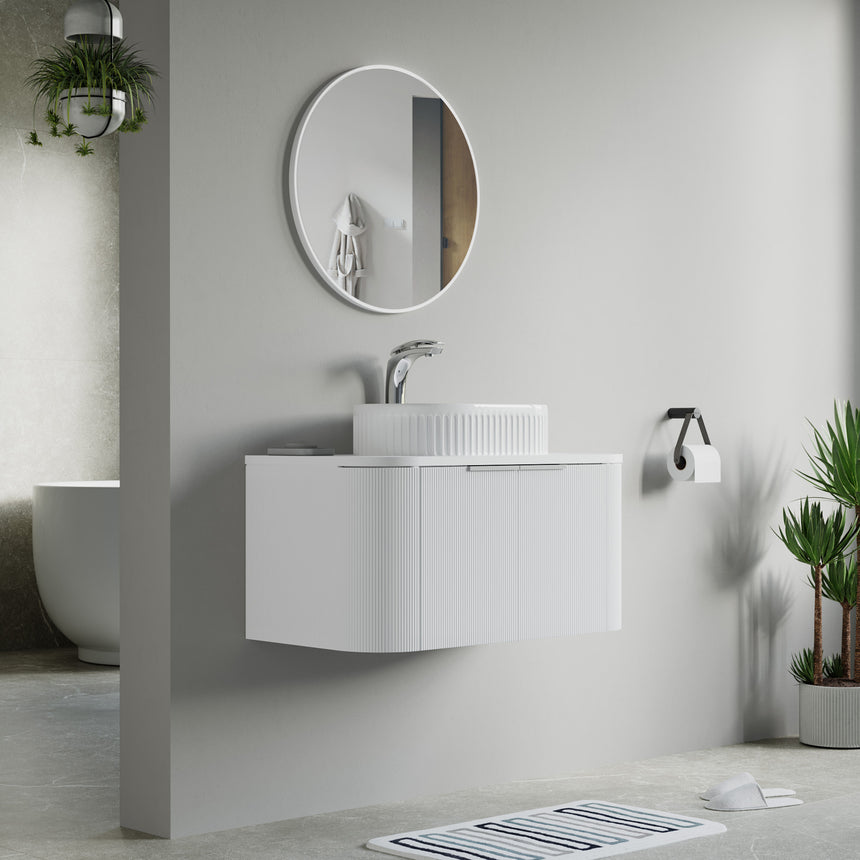 48 inch Bellezza Floating Vanity Oak Vessel