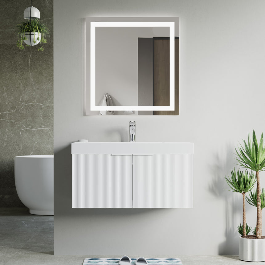 48 inch Bellezza Floating Vanity Oak Vessel