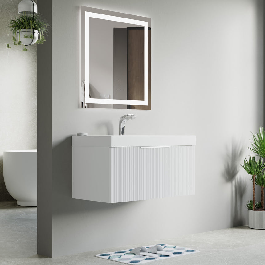 48 inch Bellezza Floating Vanity Oak Vessel