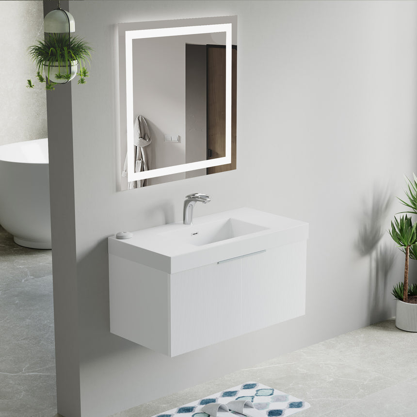48 inch Bellezza Floating Vanity Oak Vessel