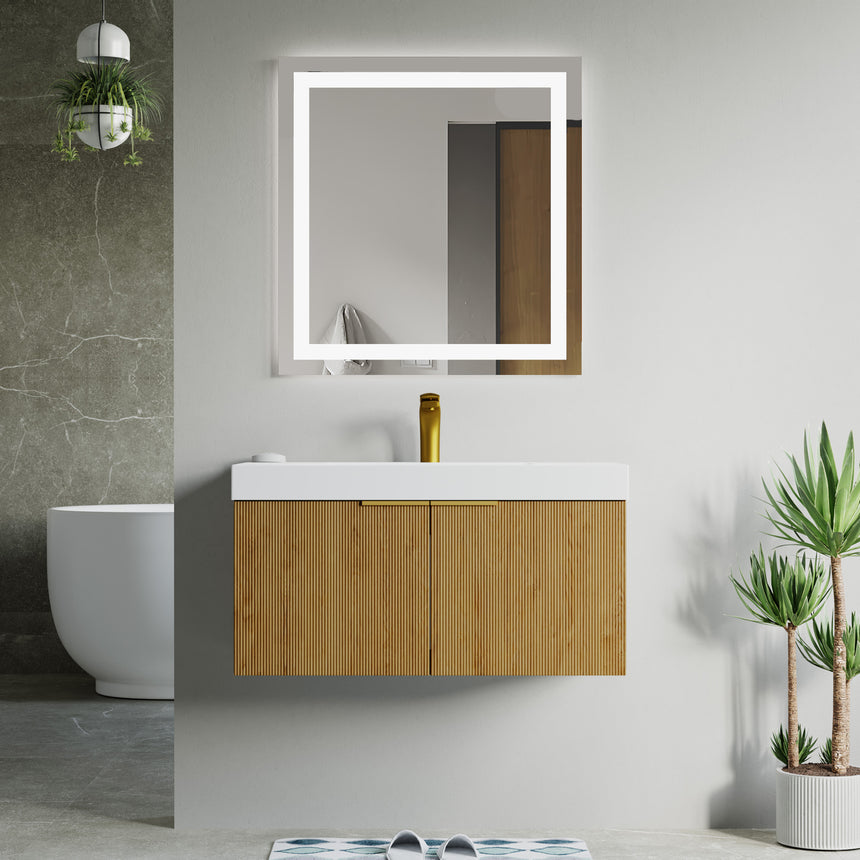 48 inch Bellezza Floating Vanity Oak Vessel