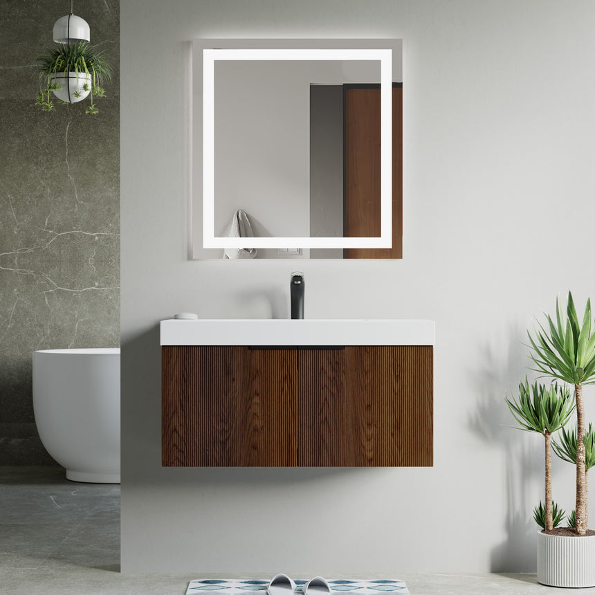 48 inch Bellezza Floating Vanity Oak Vessel