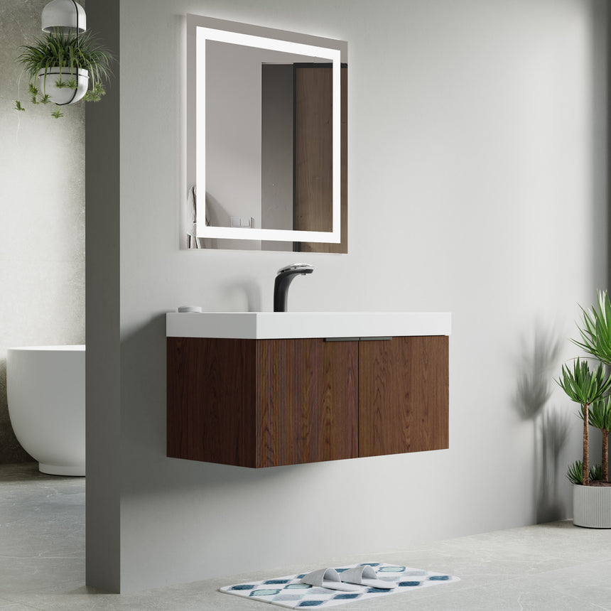 48 inch Bellezza Floating Vanity Oak Vessel