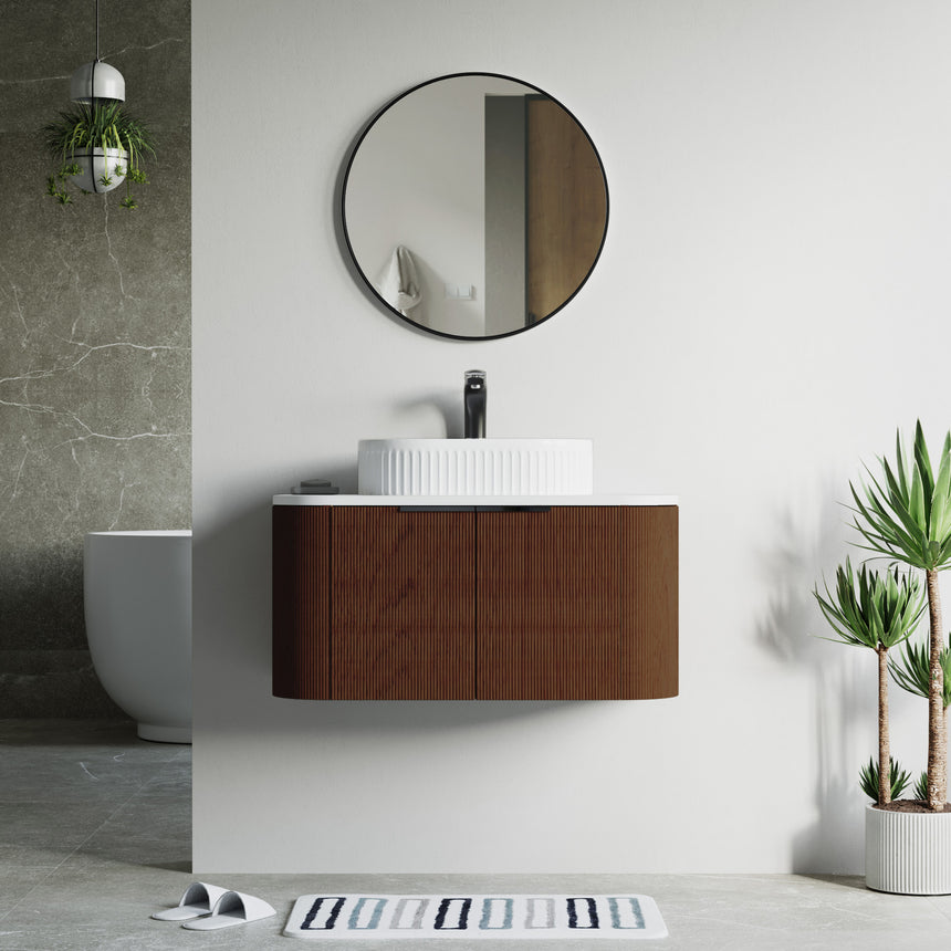 48 inch Bellezza Floating Vanity Oak Vessel
