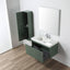 36 inch Chiara Floating Vanity Green open drawers