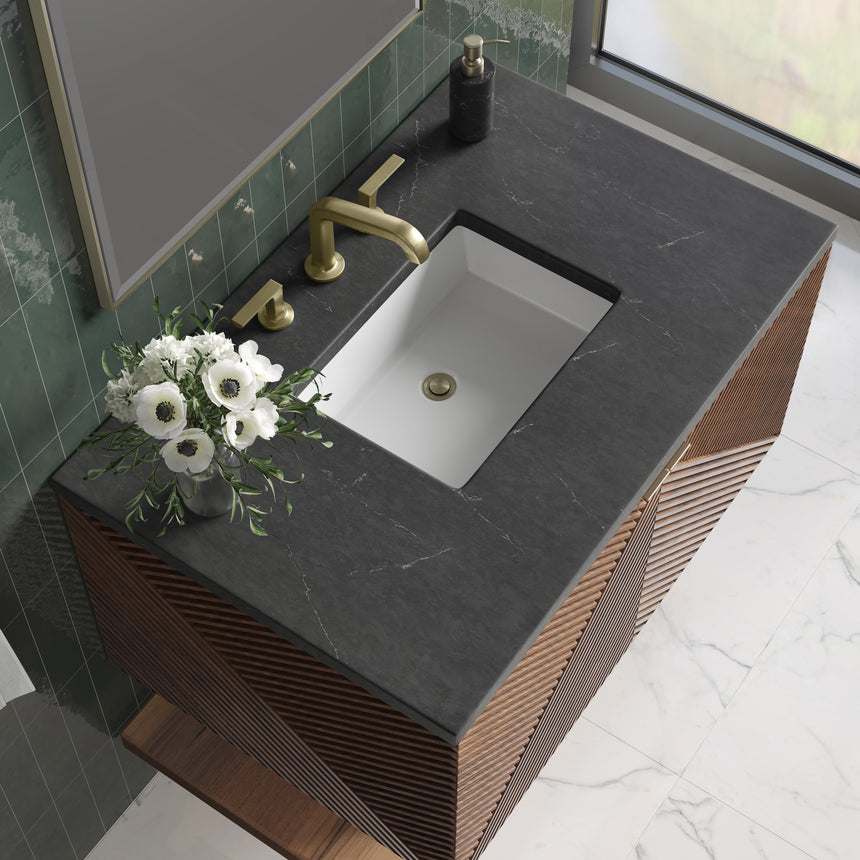 72 inch Leuven Floating Vanity Charcoal Soapstone Top