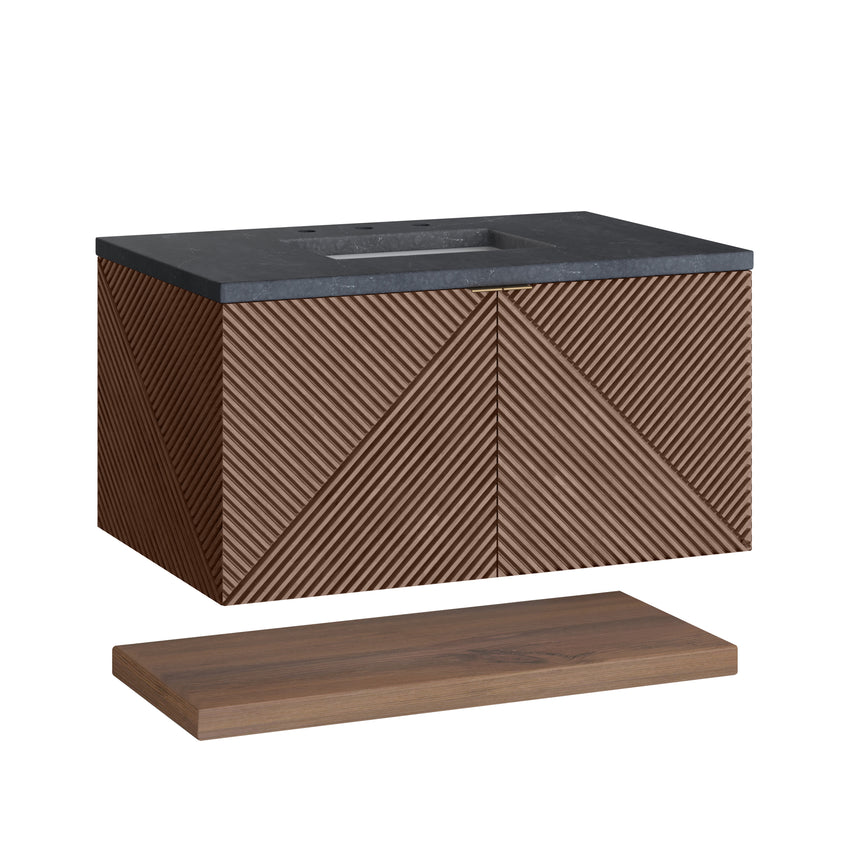 72 inch Leuven Floating Vanity Charcoal Soapstone Top