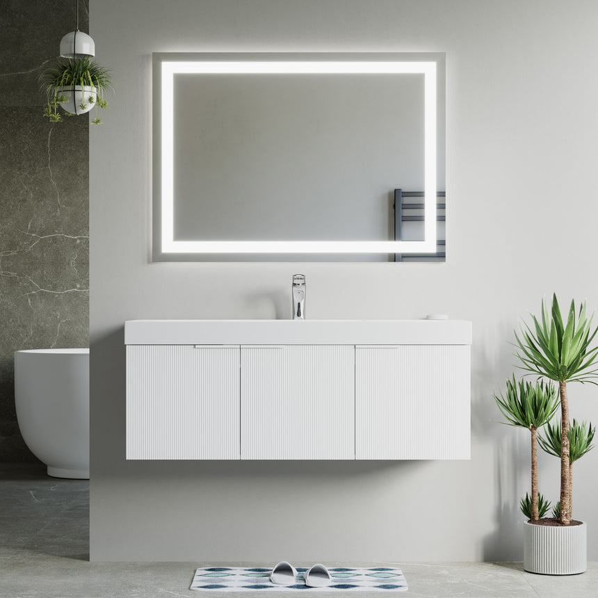 48 inch Bellezza Floating Vanity Oak Vessel