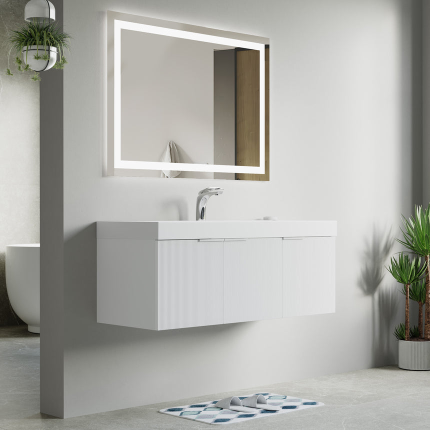 48 inch Bellezza Floating Vanity Oak Vessel