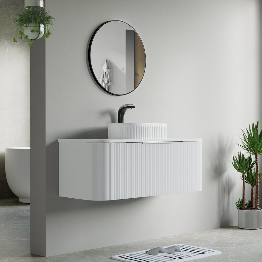 48 inch Bellezza Floating Vanity Oak Vessel
