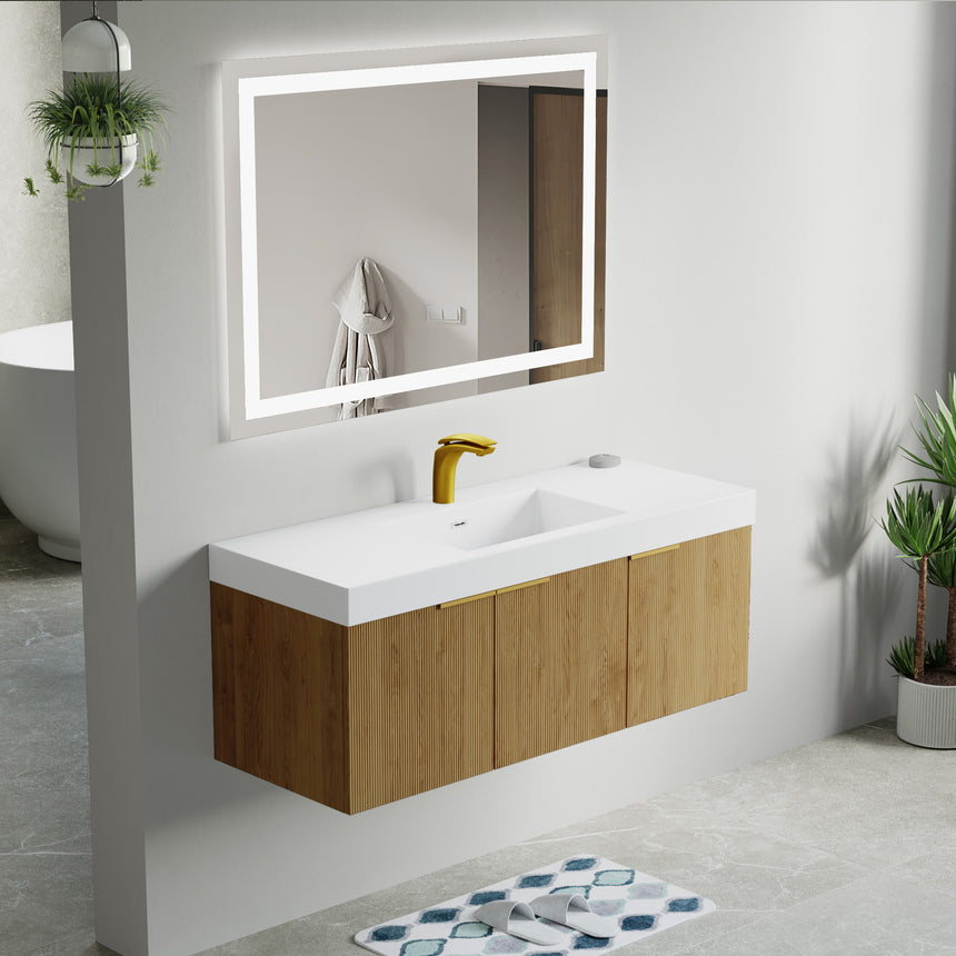 48 inch Bellezza Floating Vanity Oak Vessel