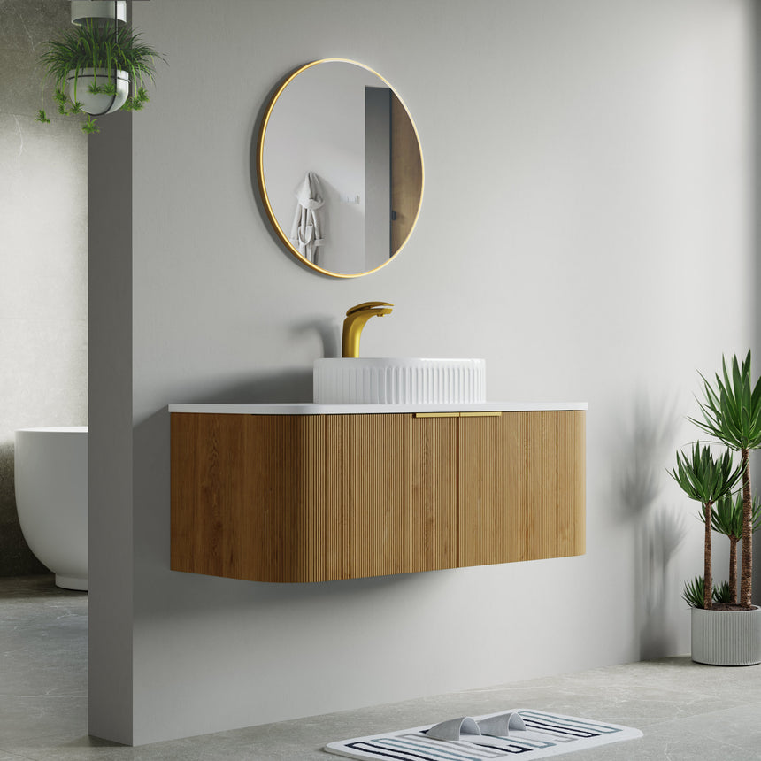48 inch Bellezza Floating Vanity Oak Vessel