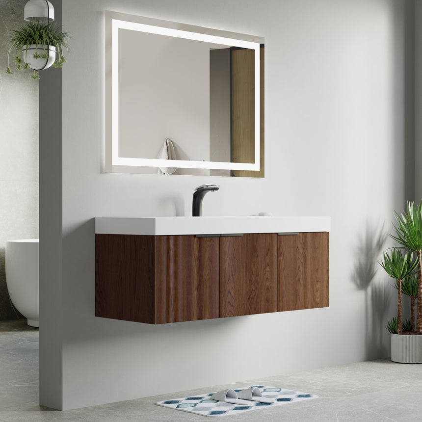 48 inch Bellezza Floating Vanity Oak Vessel