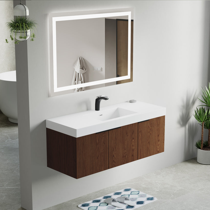 48 inch Bellezza Floating Vanity Oak Vessel