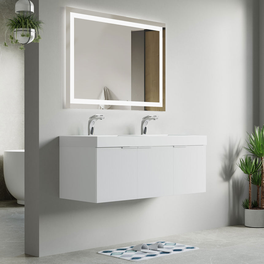 48 inch Bellezza Floating Vanity Oak Vessel