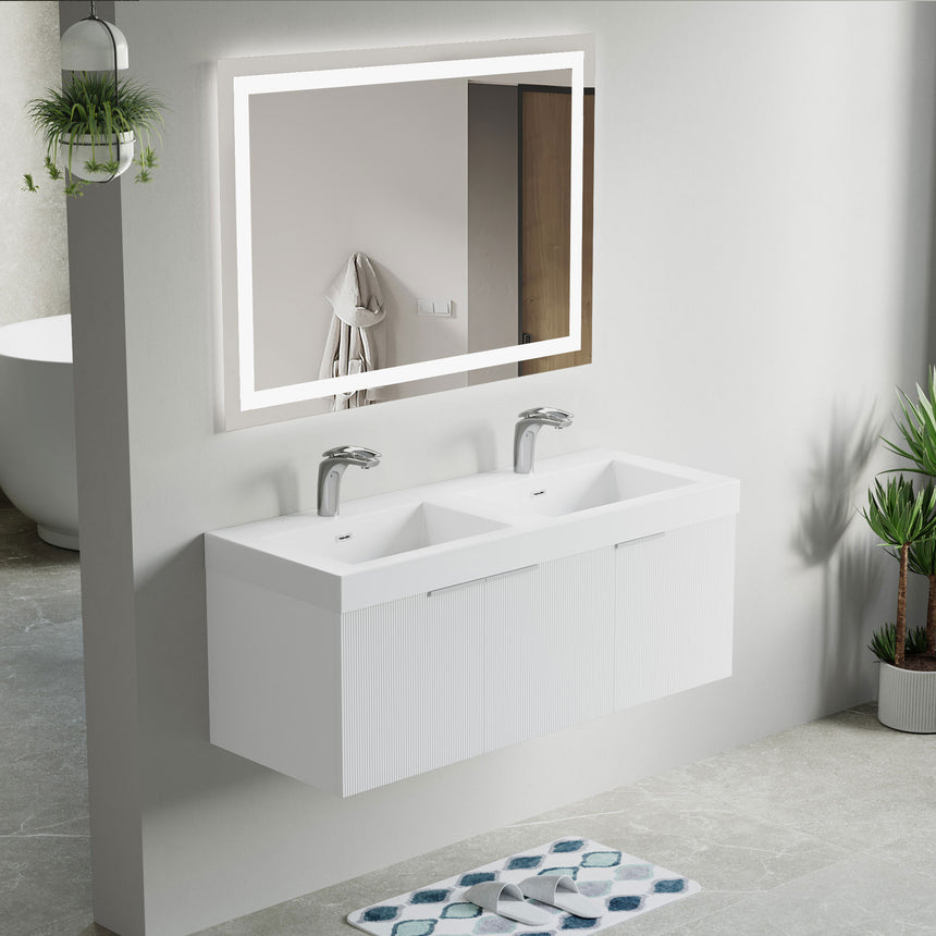 48 inch Bellezza Floating Vanity Oak Vessel