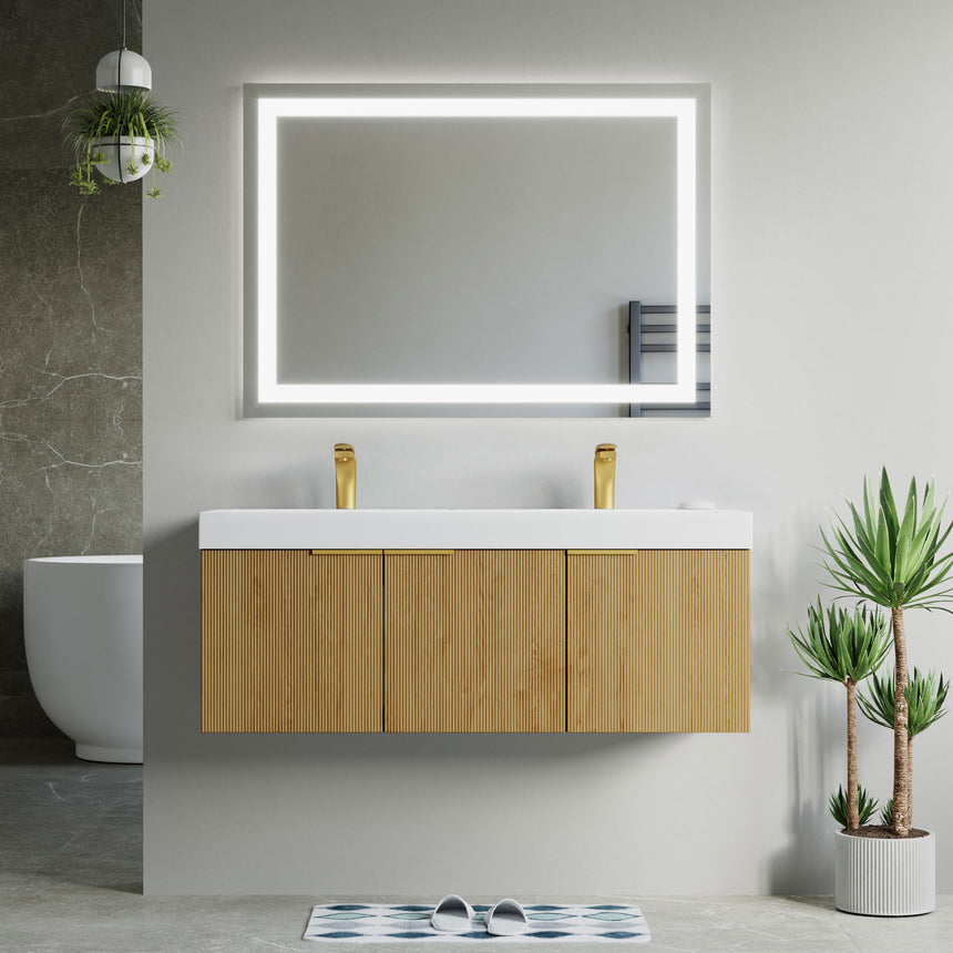 48 inch Bellezza Floating Vanity Oak Vessel