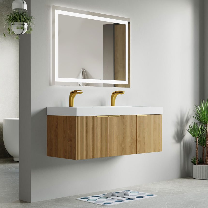 48 inch Bellezza Floating Vanity Oak Vessel