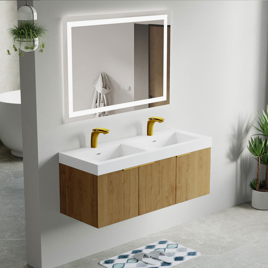 48 inch Bellezza Floating Vanity Oak Vessel