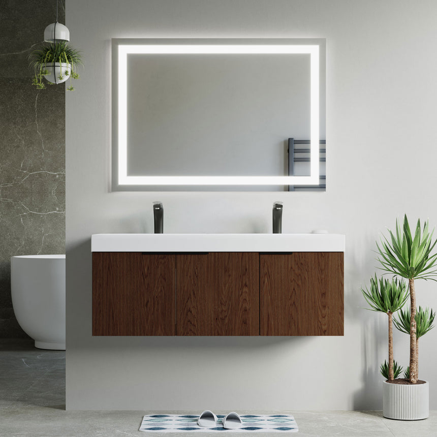 48 inch Bellezza Floating Vanity Oak Vessel