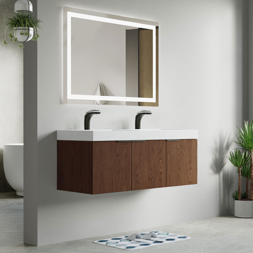 48 inch Bellezza Floating Vanity Oak Vessel