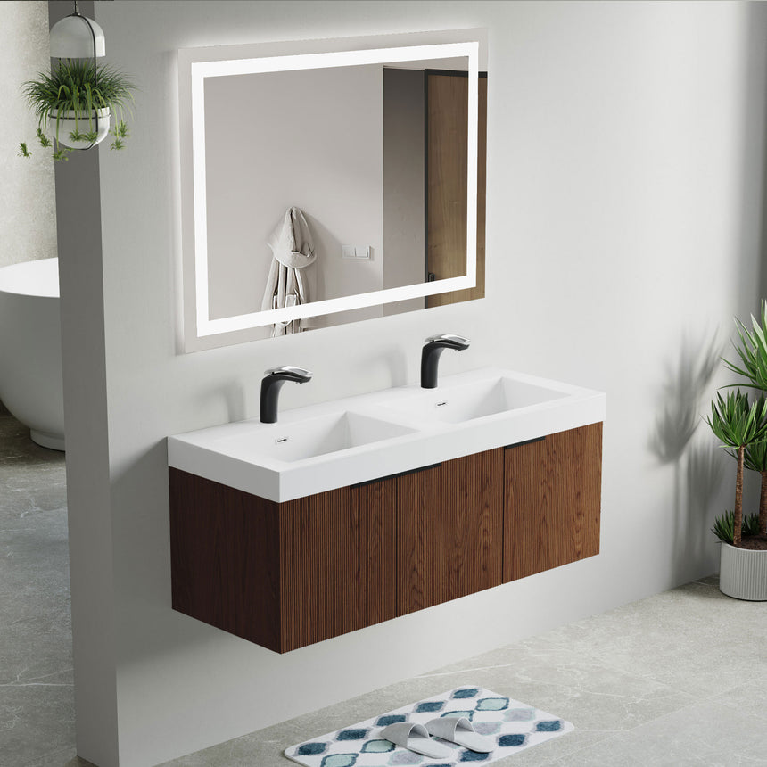 48 inch Bellezza Floating Vanity Oak Vessel