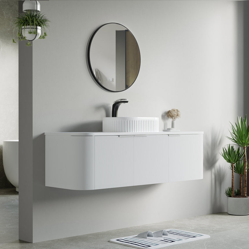 48 inch Bellezza Floating Vanity Oak Vessel