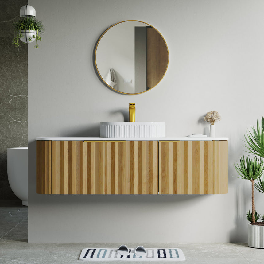 48 inch Bellezza Floating Vanity Oak Vessel
