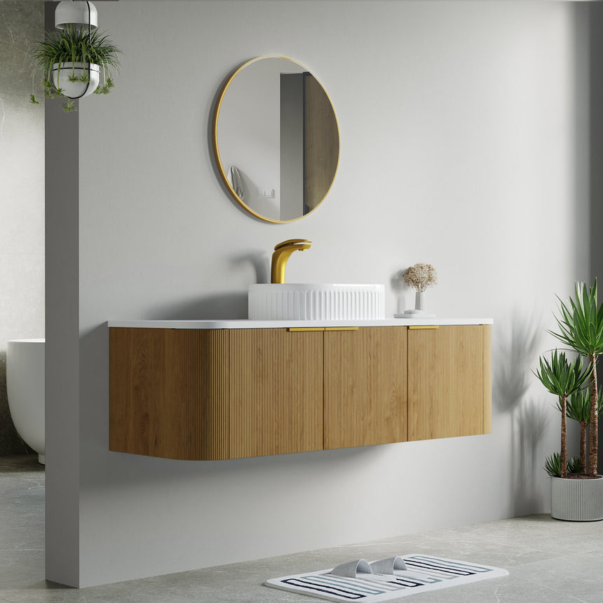 48 inch Bellezza Floating Vanity Oak Vessel