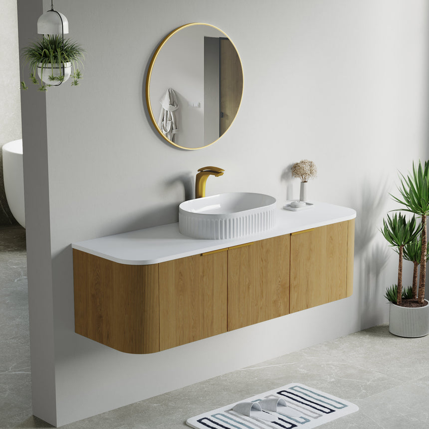 48 inch Bellezza Floating Vanity Oak Vessel