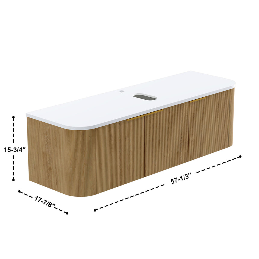 48 inch Bellezza Floating Vanity Oak Vessel
