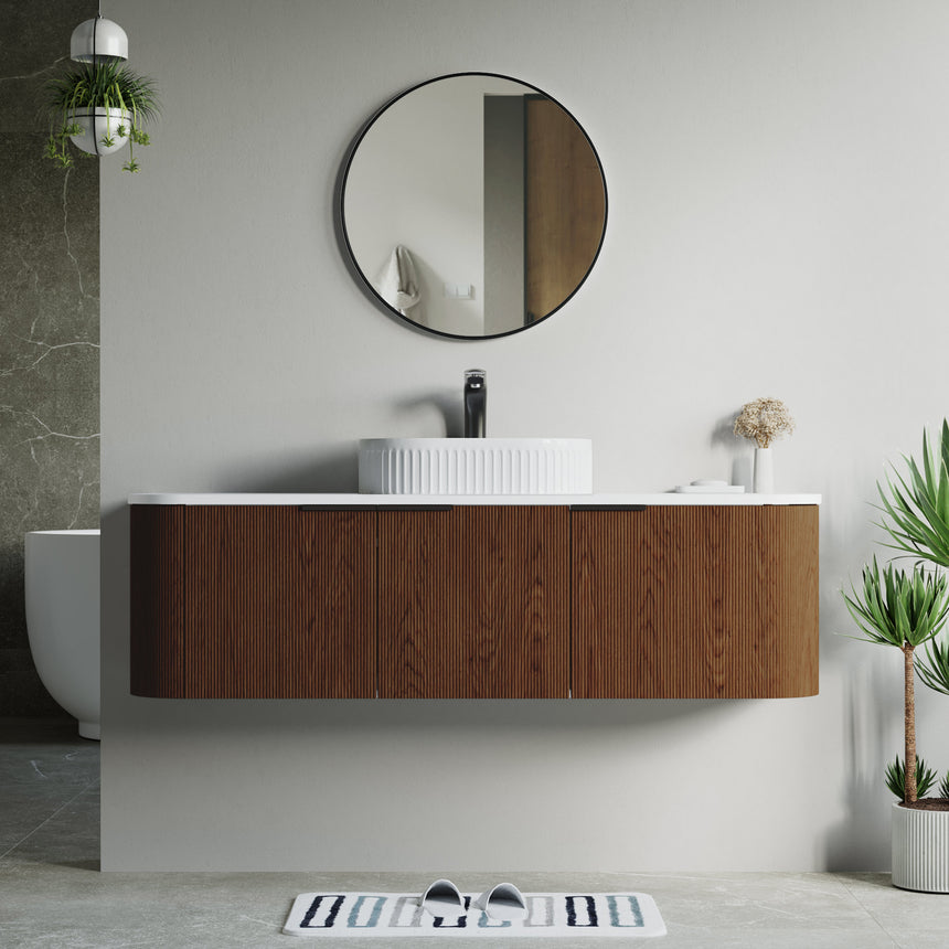 48 inch Bellezza Floating Vanity Oak Vessel
