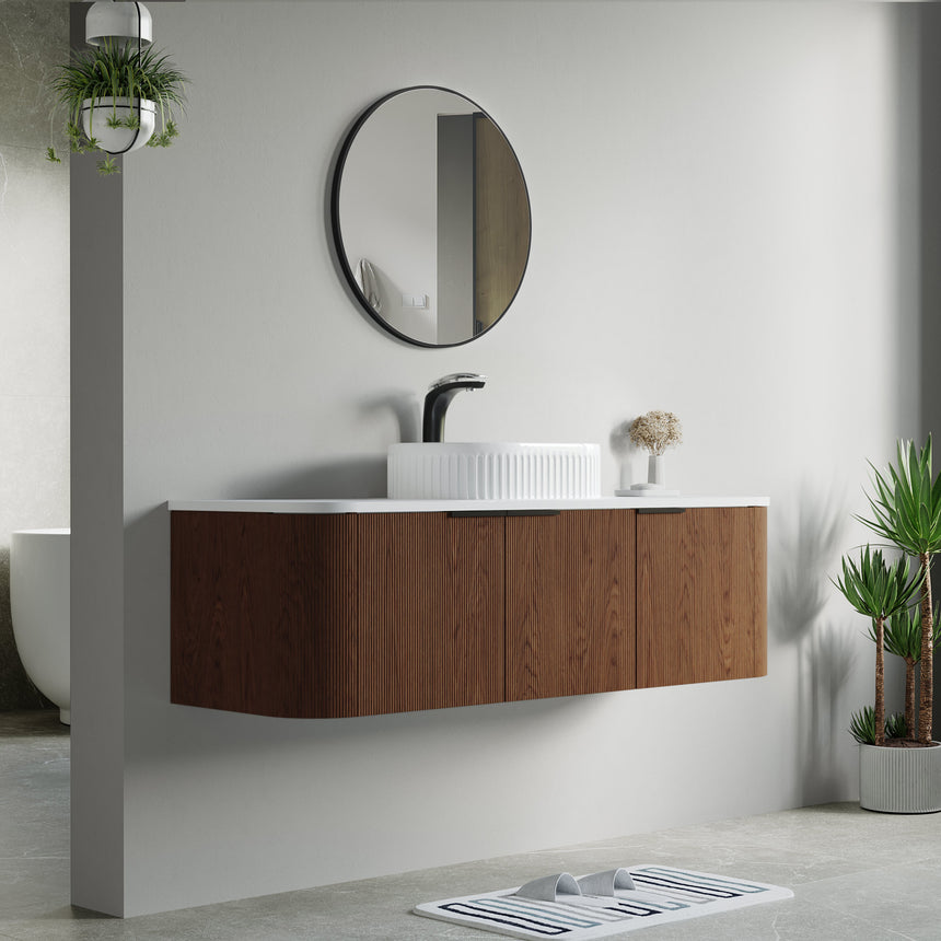 48 inch Bellezza Floating Vanity Oak Vessel
