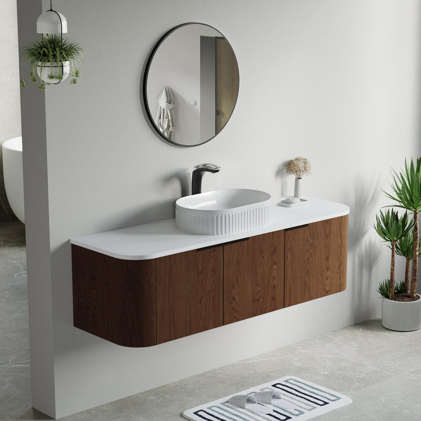 48 inch Bellezza Floating Vanity Oak Vessel