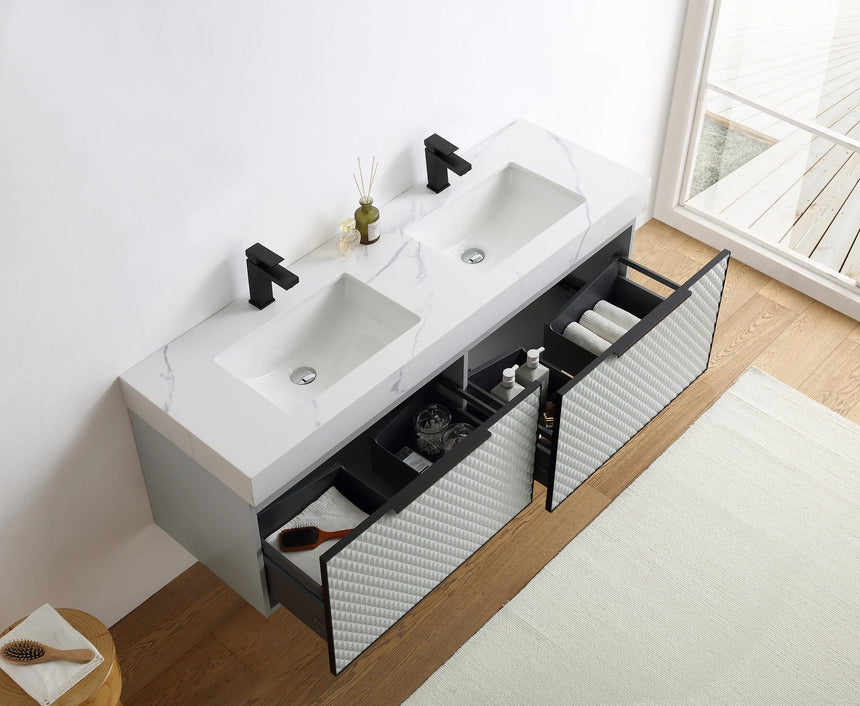 60 inch San Carlos Floating Vanity Silver