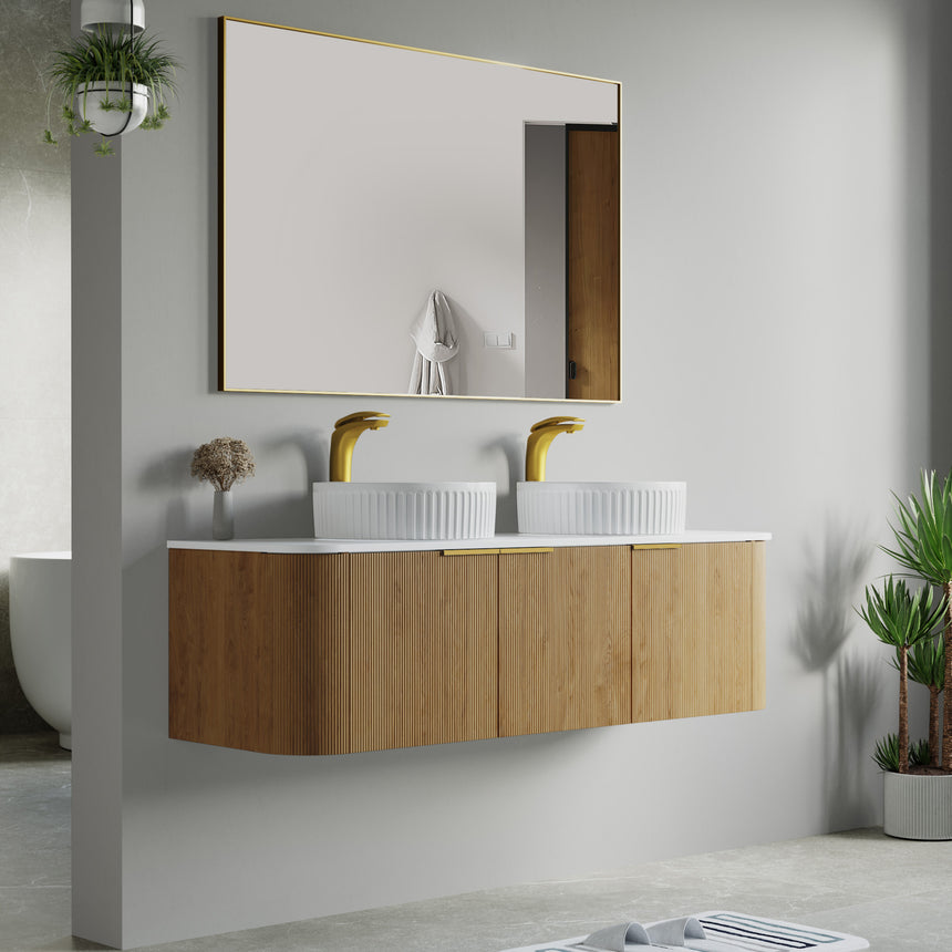 48 inch Bellezza Floating Vanity Oak Vessel