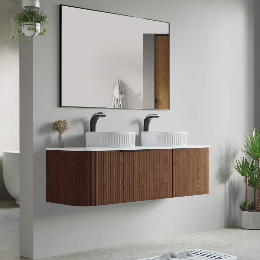 48 inch Bellezza Floating Vanity Oak Vessel